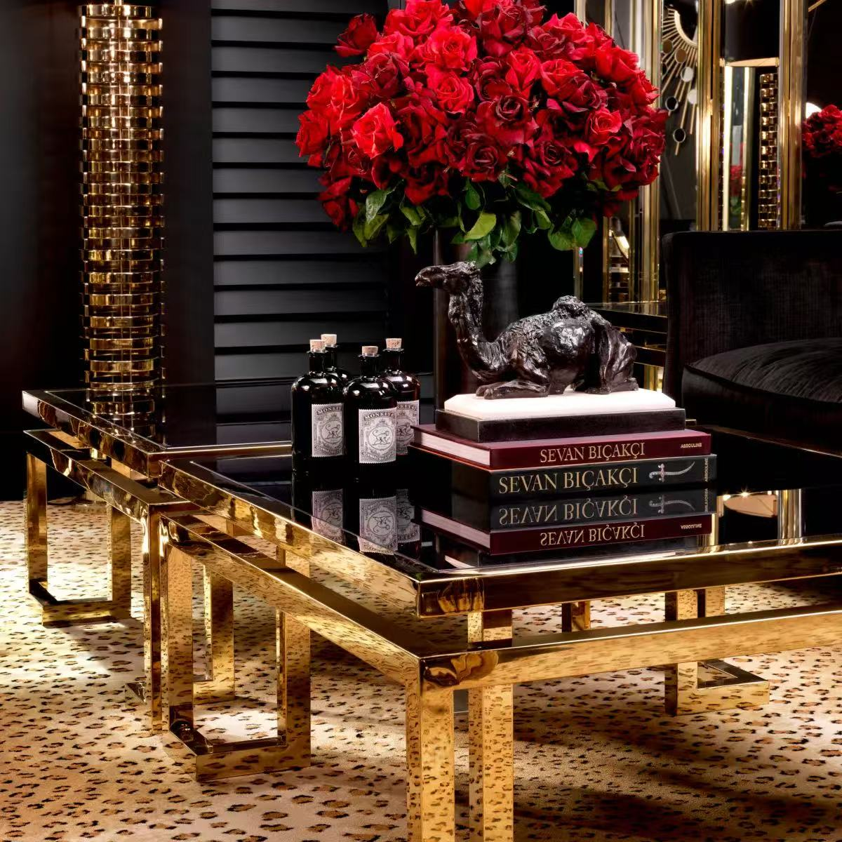 gold stainless steel coffee table